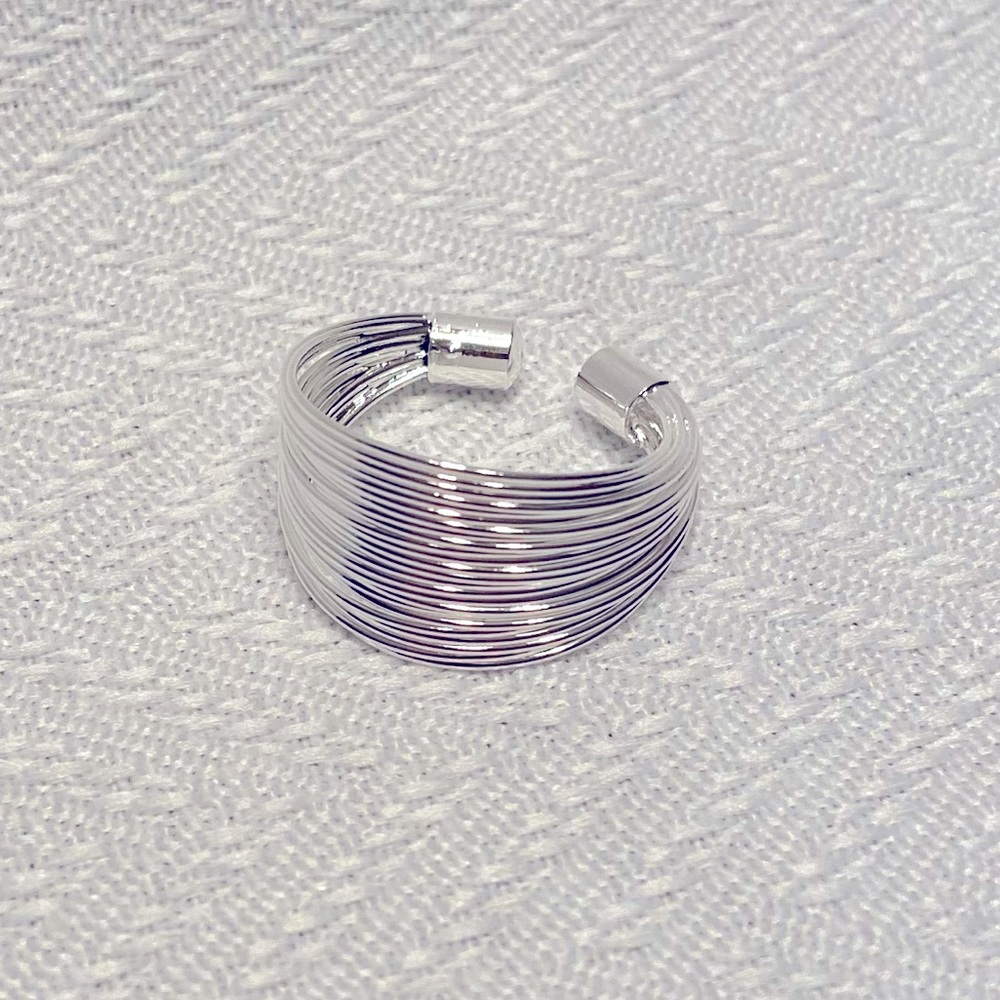Sterling Silver Plated Wire Band Ring Adjustable Thumb Ring - Picture 2 of 3
